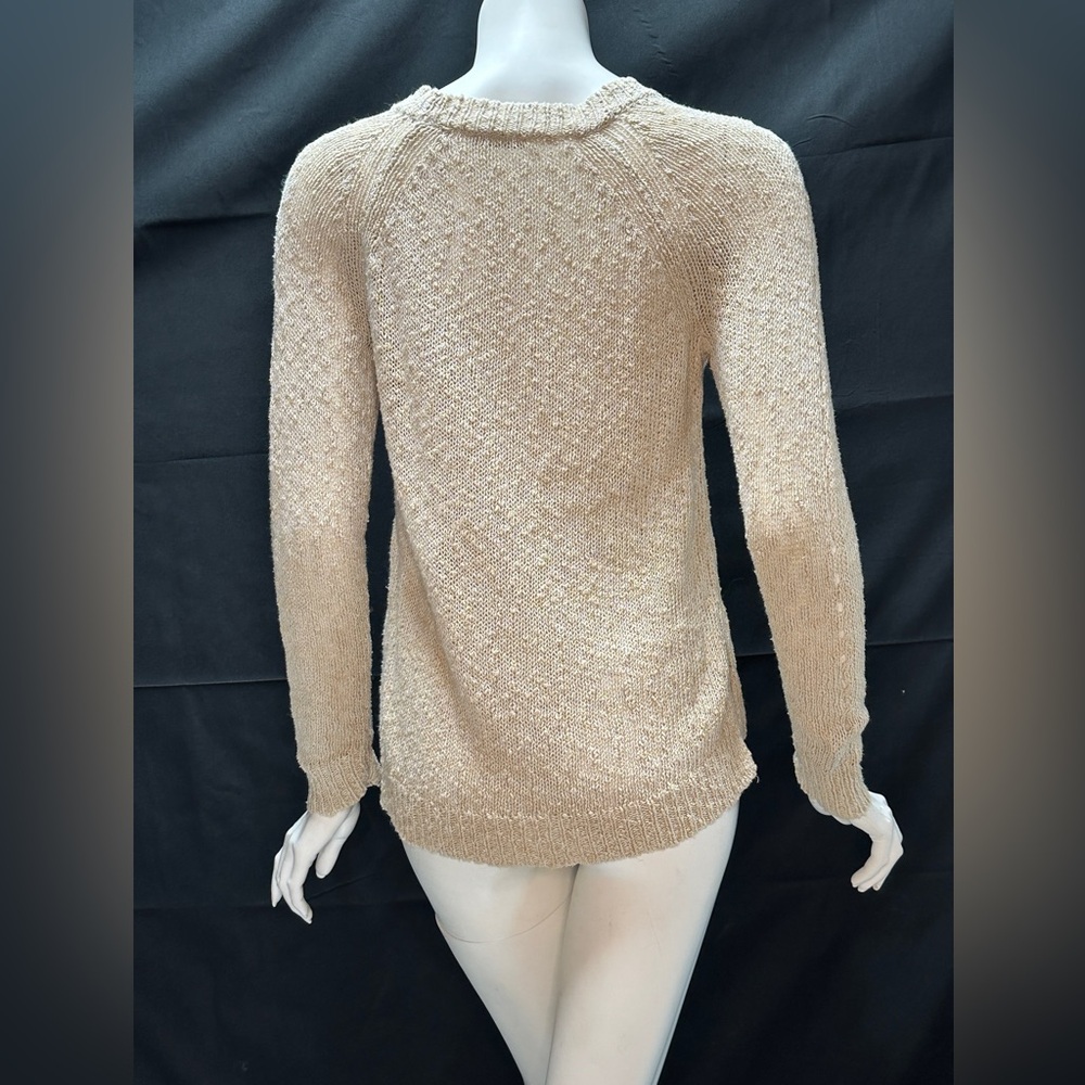 White + Warren Size S Knit Sweater Cream/Tan - Picture 5 of 9